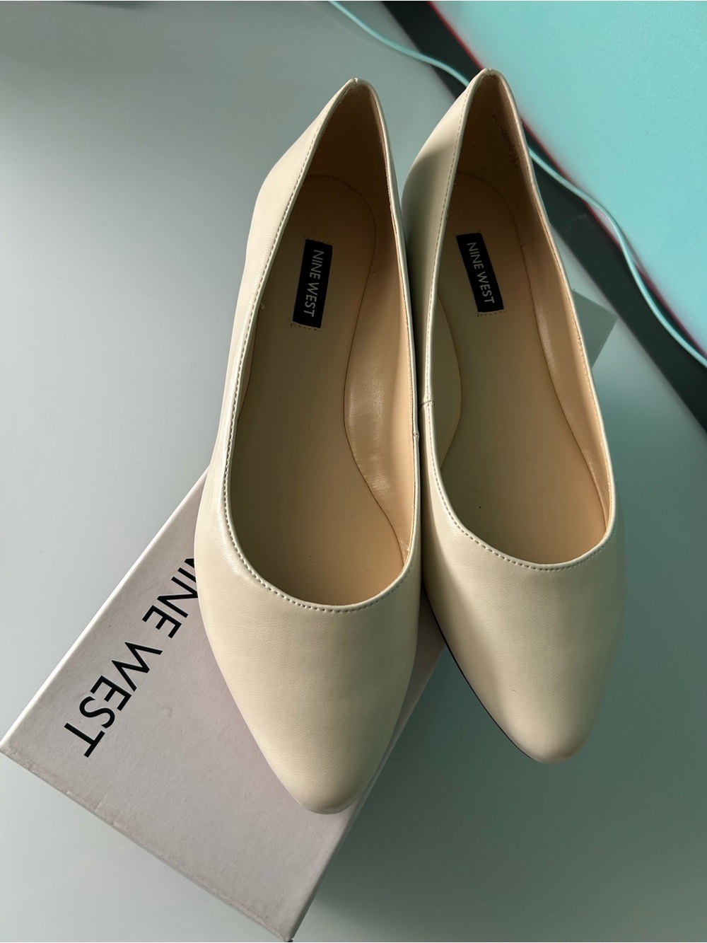 Nine West Cream Pointed-Toe Flats